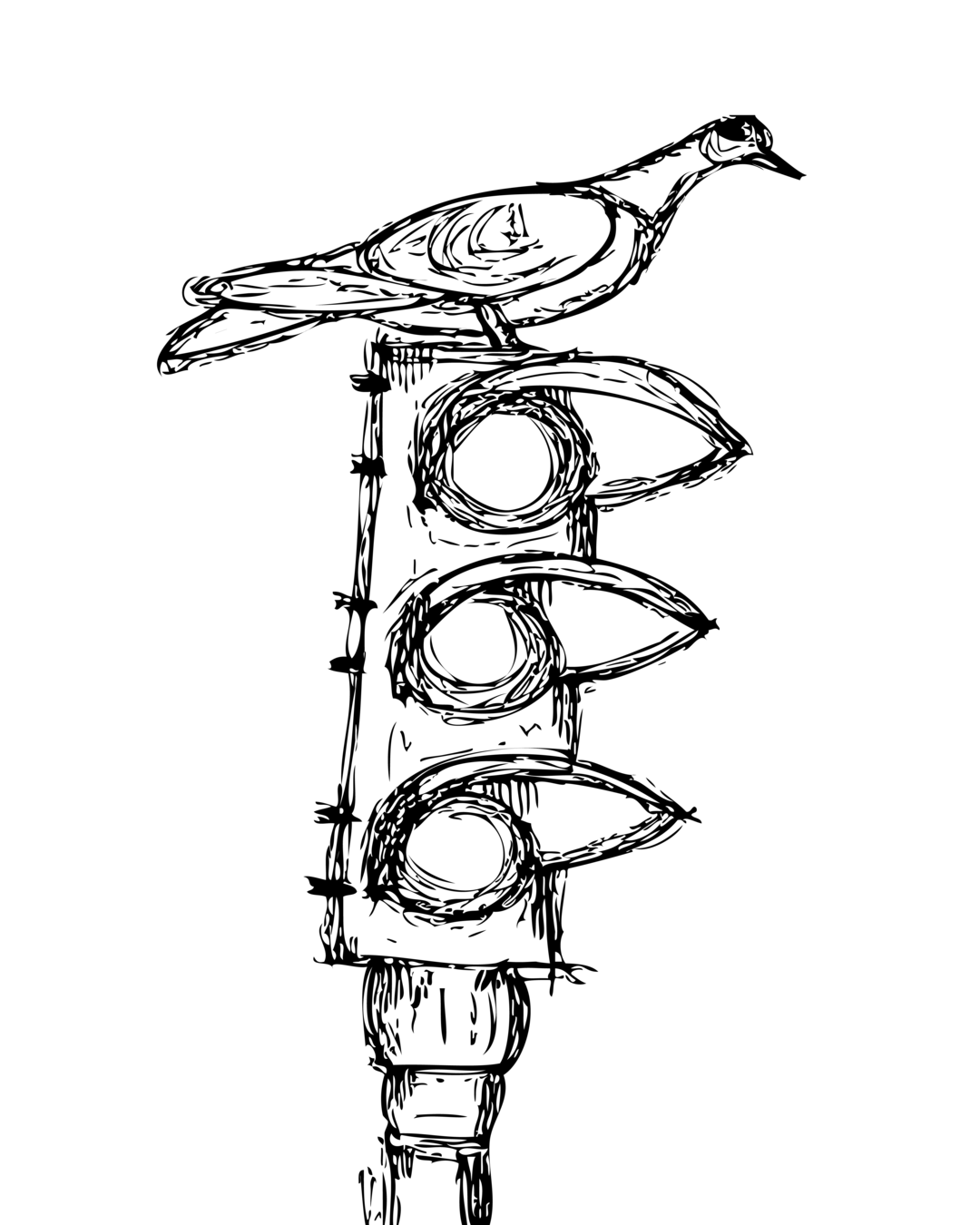 Ilustração Pombo no Semáforo